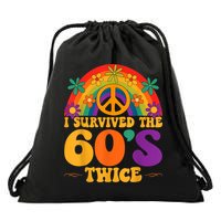 I Survived The 60s Twice Sixties 70th 70s Year Old Birthday Drawstring Bag