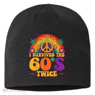 I Survived The 60s Twice Sixties 70th 70s Year Old Birthday Sustainable Beanie