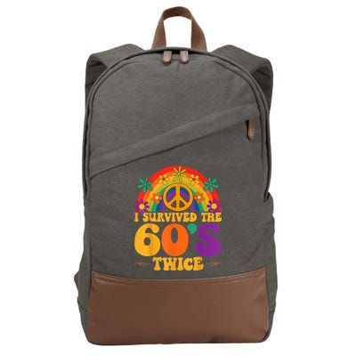 I Survived The 60s Twice Sixties 70th 70s Year Old Birthday Cotton Canvas Backpack