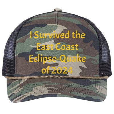 I Survived The East Coast Eclipse Quake Of 2024 Earthquake Retro Rope Trucker Hat Cap