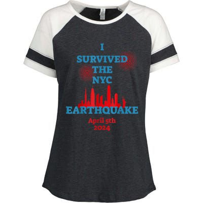 I Survived The Nyc Earthquake 2024 Enza Ladies Jersey Colorblock Tee