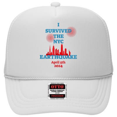 I Survived The Nyc Earthquake 2024 High Crown Mesh Back Trucker Hat