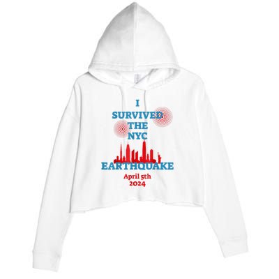 I Survived The Nyc Earthquake 2024 Crop Fleece Hoodie