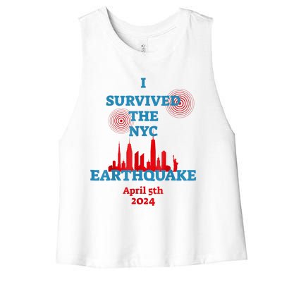 I Survived The Nyc Earthquake 2024 Women's Racerback Cropped Tank