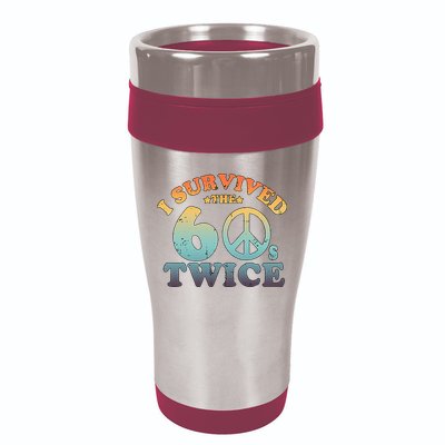 I Survived The Sixties 60s Twice 16oz Travel Tumbler