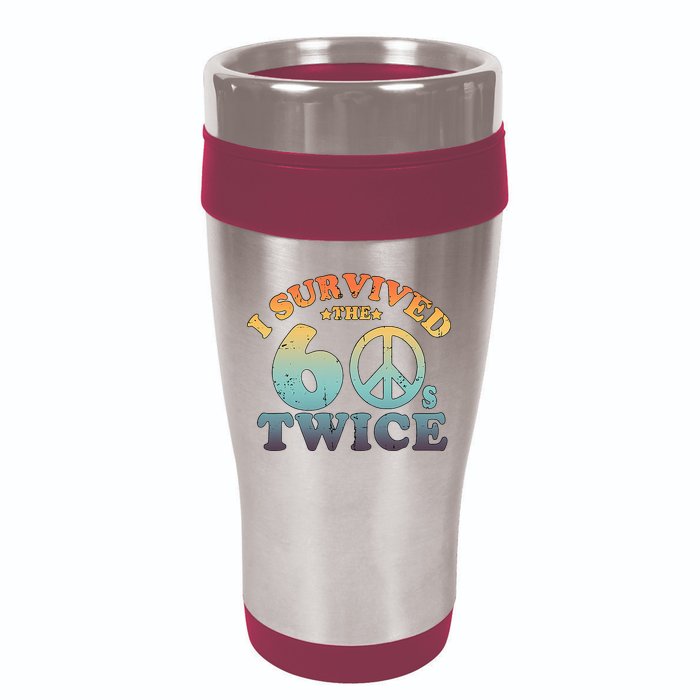 I Survived The Sixties 60s Twice 16oz Travel Tumbler