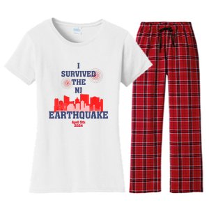 I Survived The Nyc Earthquake 2024 Women's Flannel Pajama Set