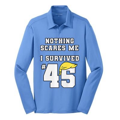 I Survived Trump 45 Nothing Scares Me Kamala Harris 47 Silk Touch Performance Long Sleeve Polo