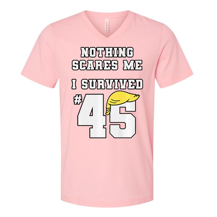 I Survived Trump 45 Nothing Scares Me Kamala Harris 47 V-Neck T-Shirt