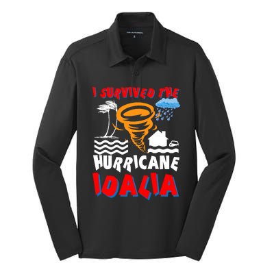 I Survived The Hurricane Idalia Silk Touch Performance Long Sleeve Polo