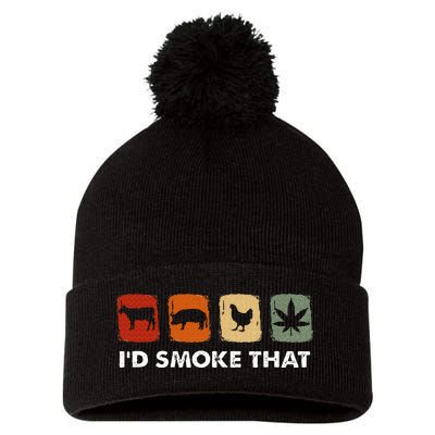 ID Smoke That Funny Marijuana Meat Smoker Pom Pom 12in Knit Beanie