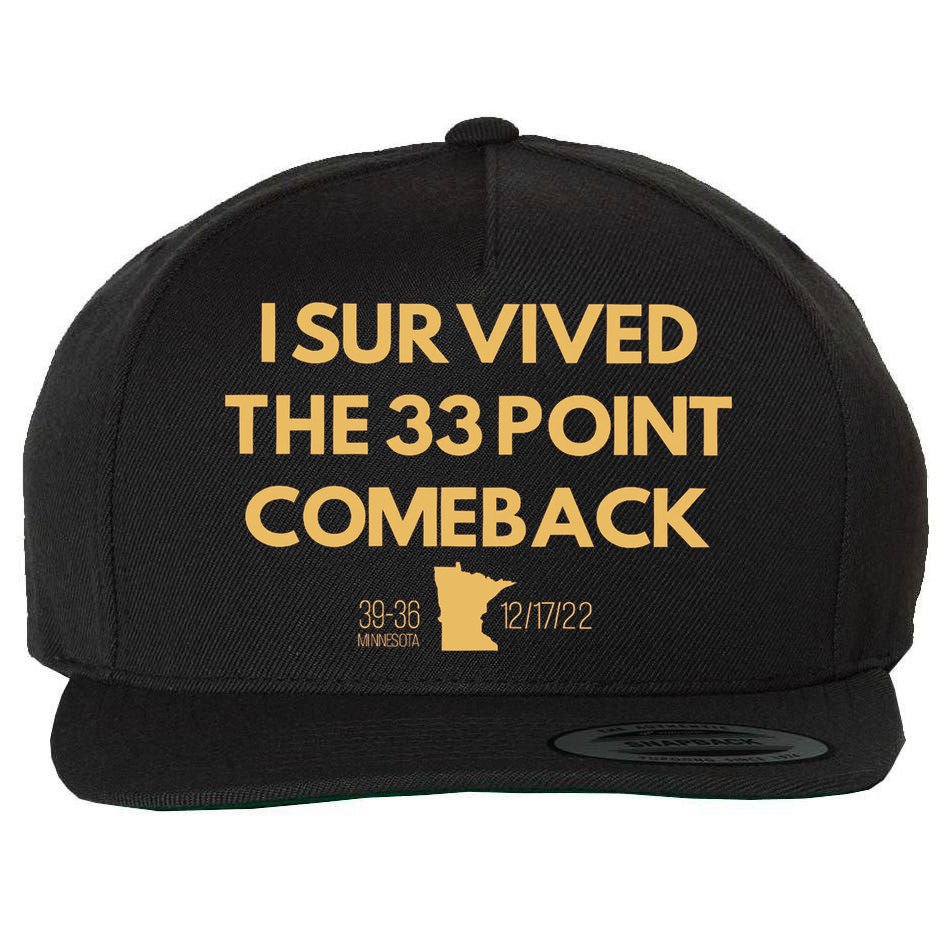 I Survived The 33 Point Comeback Wool Snapback Cap