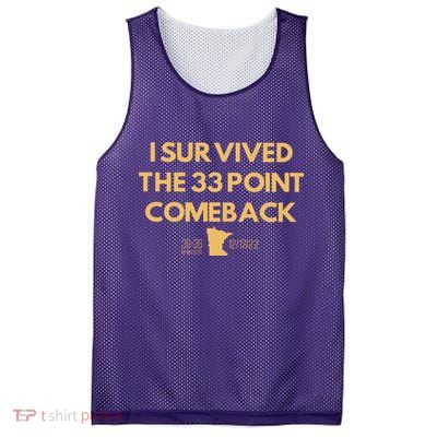 I Survived The 33 Point Comeback Mesh Reversible Basketball Jersey Tank