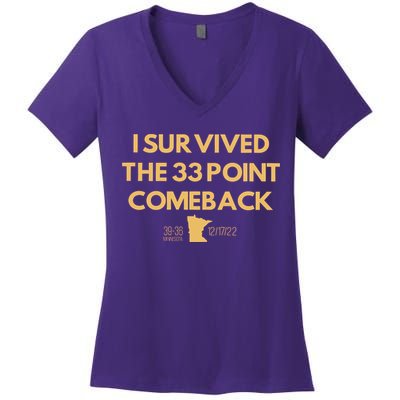 I Survived The 33 Point Comeback Women's V-Neck T-Shirt