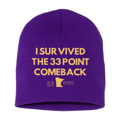 I Survived The 33 Point Comeback Short Acrylic Beanie