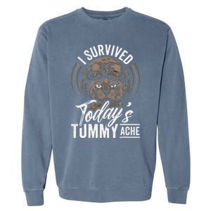 I Survived TodayS Tummy Ache Cat Garment-Dyed Sweatshirt