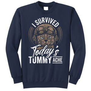 I Survived TodayS Tummy Ache Cat Sweatshirt