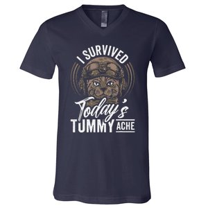 I Survived TodayS Tummy Ache Cat V-Neck T-Shirt