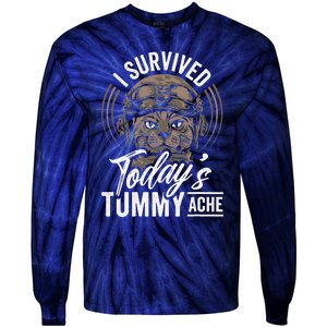 I Survived TodayS Tummy Ache Cat Tie-Dye Long Sleeve Shirt