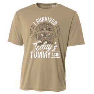 I Survived TodayS Tummy Ache Cat Cooling Performance Crew T-Shirt