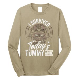 I Survived TodayS Tummy Ache Cat Long Sleeve Shirt