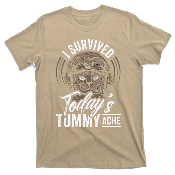 I Survived TodayS Tummy Ache Cat T-Shirt