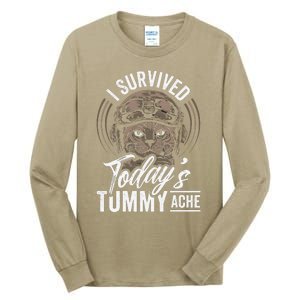 I Survived TodayS Tummy Ache Cat Tall Long Sleeve T-Shirt