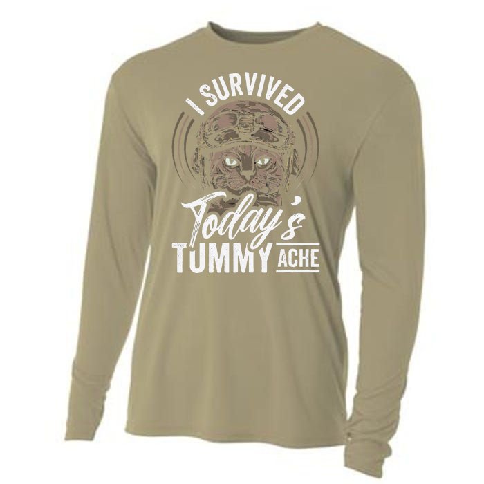 I Survived TodayS Tummy Ache Cat Cooling Performance Long Sleeve Crew