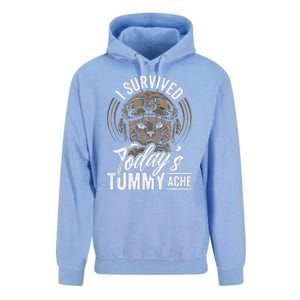 I Survived TodayS Tummy Ache Cat Unisex Surf Hoodie