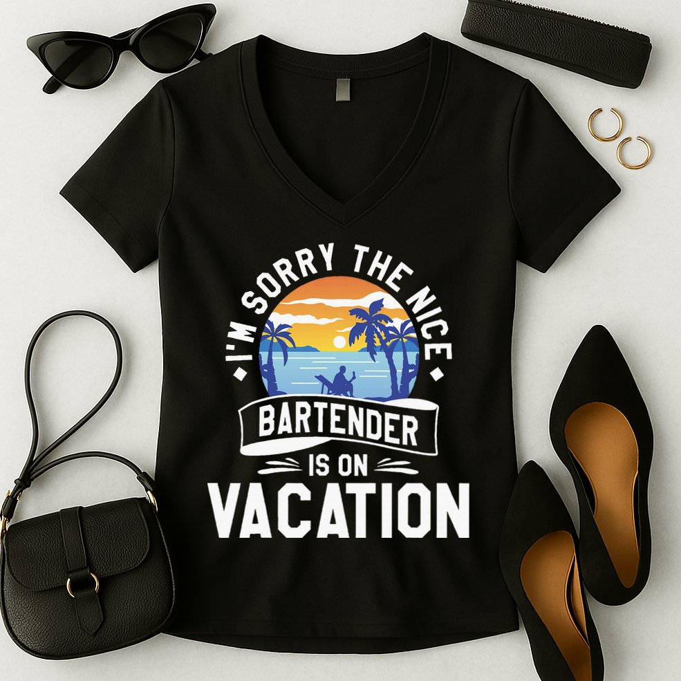 IM Sorry The Nice Bartender Is On Vacation Bartending Women's V-Neck T-Shirt