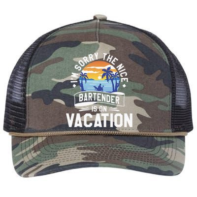 IM Sorry The Nice Bartender Is On Vacation Bartending Retro Rope Trucker Hat Cap