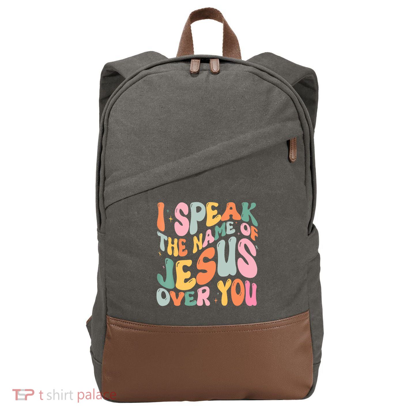 I Speak The Name Of Jesus Over You Cotton Canvas Backpack