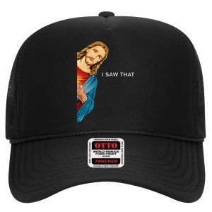 I Saw That Funny Jesus Christian High Crown Mesh Back Trucker Hat