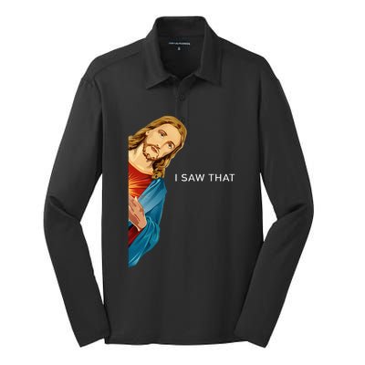 I Saw That Funny Jesus Christian Silk Touch Performance Long Sleeve Polo