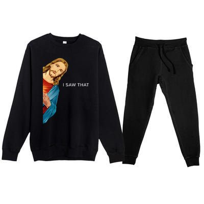 I Saw That Funny Jesus Christian Premium Crewneck Sweatsuit Set