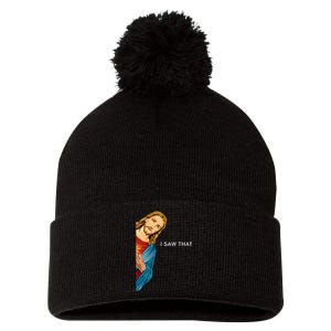 I Saw That Funny Jesus Christian Pom Pom 12in Knit Beanie