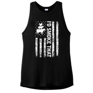 Id Smoke That Smoker Dad Gift Funny Barbecue Retro Grilling Ladies PosiCharge Tri-Blend Wicking Tank