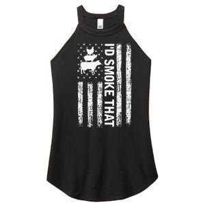 Id Smoke That Smoker Dad Gift Funny Barbecue Retro Grilling Women's Perfect Tri Rocker Tank