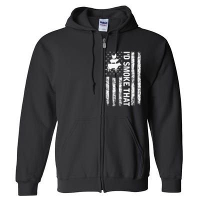 Id Smoke That Smoker Dad Gift Funny Barbecue Retro Grilling Full Zip Hoodie