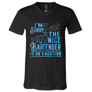 IM Sorry The Nice Bartender Is On Vacation Funny V-Neck T-Shirt