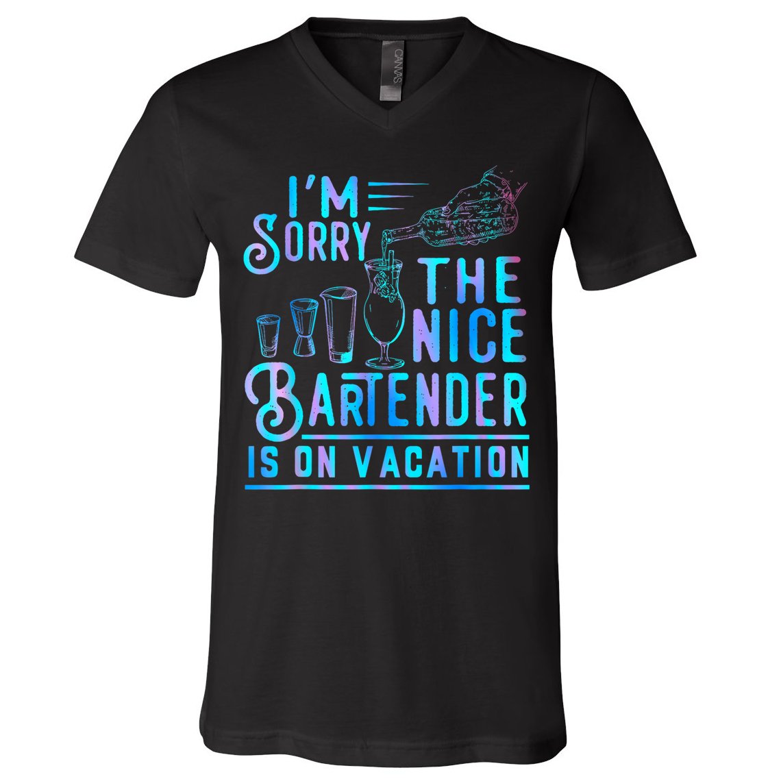 IM Sorry The Nice Bartender Is On Vacation Funny V-Neck T-Shirt