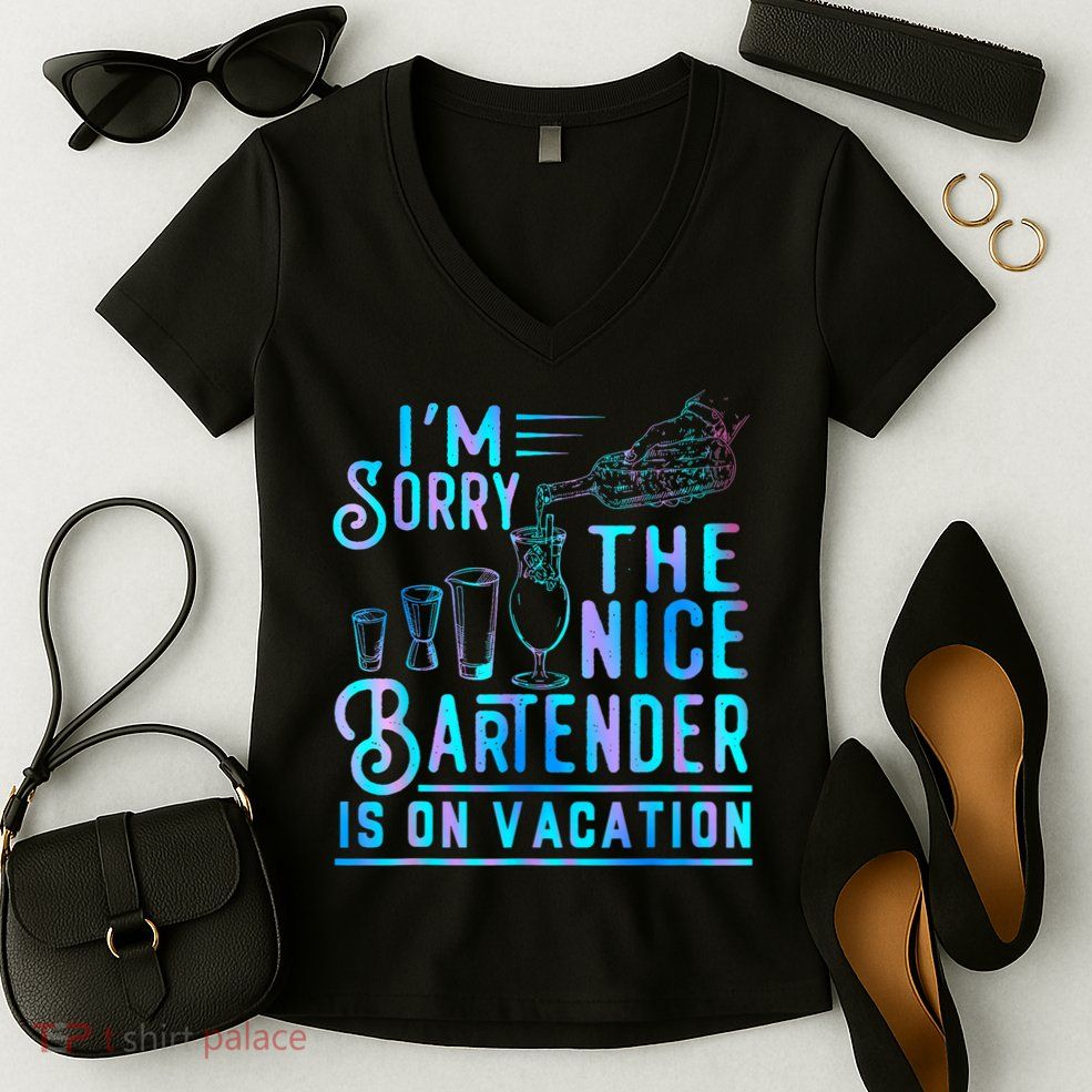 IM Sorry The Nice Bartender Is On Vacation Funny Women's V-Neck T-Shirt