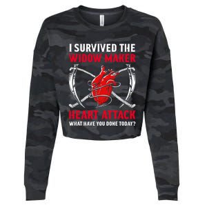 I Survived The Widow Maker Heart Attack Heart Disease Gift Cropped Pullover Crew