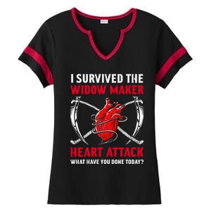 I Survived The Widow Maker Heart Attack Heart Disease Gift Ladies Halftime Notch Neck Tee