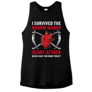 I Survived The Widow Maker Heart Attack Heart Disease Gift Ladies PosiCharge Tri-Blend Wicking Tank