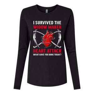 I Survived The Widow Maker Heart Attack Heart Disease Gift Womens Cotton Relaxed Long Sleeve T-Shirt