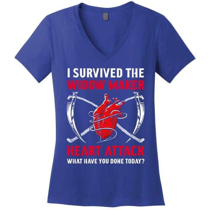 I Survived The Widow Maker Heart Attack Heart Disease Gift Women's V-Neck T-Shirt