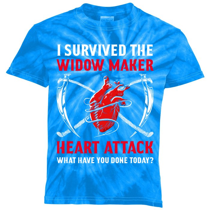 I Survived The Widow Maker Heart Attack Heart Disease Gift Kids Tie-Dye T-Shirt