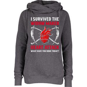 I Survived The Widow Maker Heart Attack Heart Disease Gift Womens Funnel Neck Pullover Hood