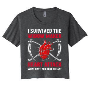 I Survived The Widow Maker Heart Attack Heart Disease Gift Women's Crop Top Tee